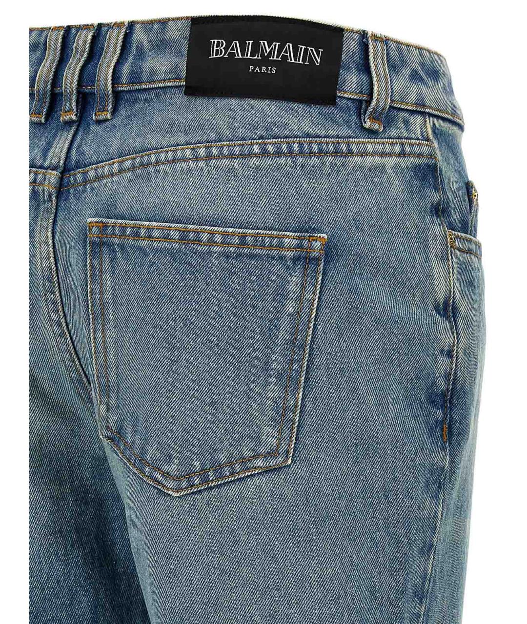 BALMAIN Синие хлопковые джинсы клеш, фото 4