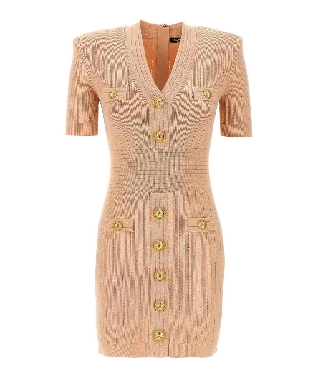 BALMAIN Бежевое вискозное повседневное платье, фото 1