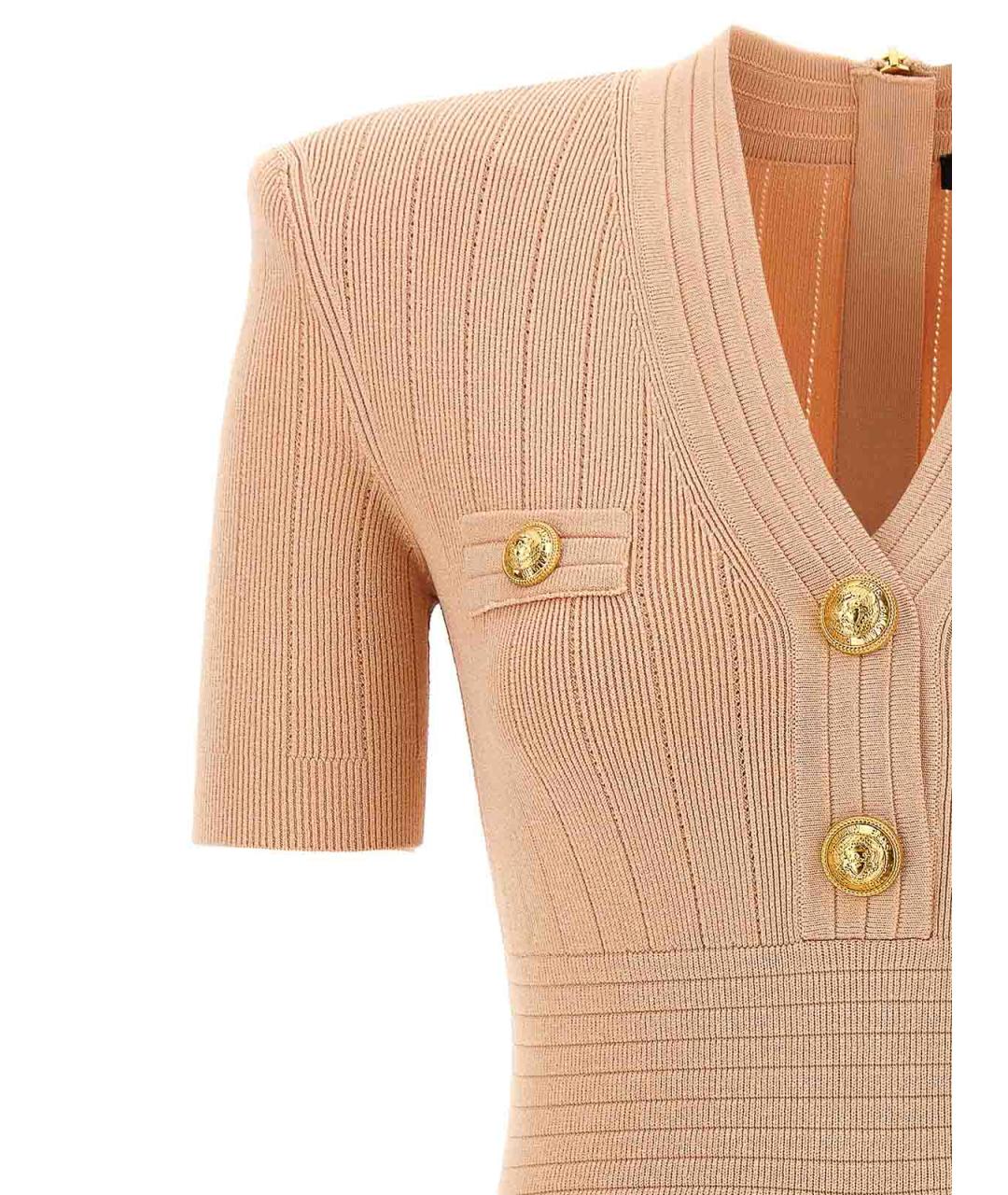 BALMAIN Бежевое вискозное повседневное платье, фото 3
