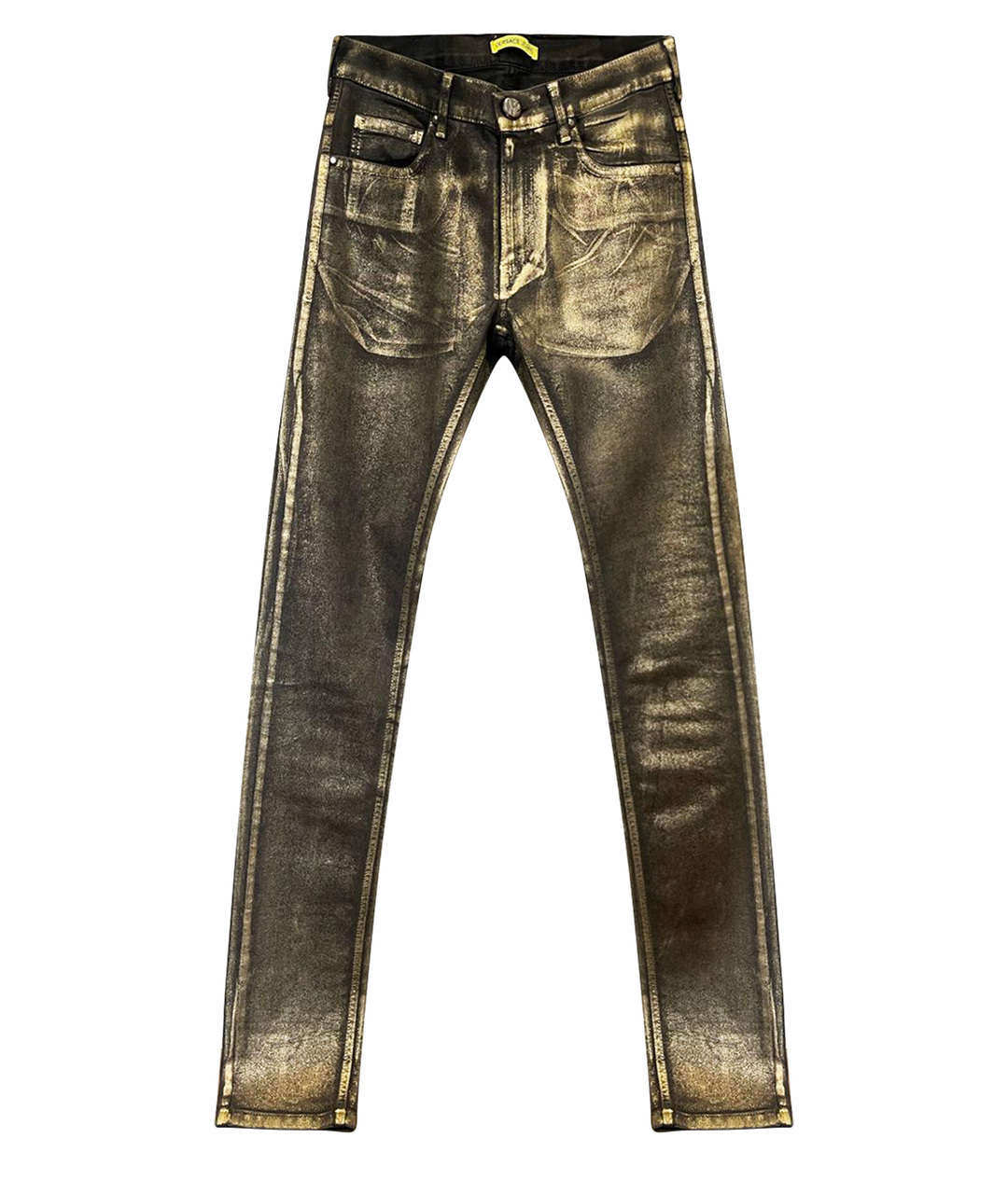 VERSACE JEANS COUTURE Золотые хлопко-полиэстеровые прямые джинсы, фото 1