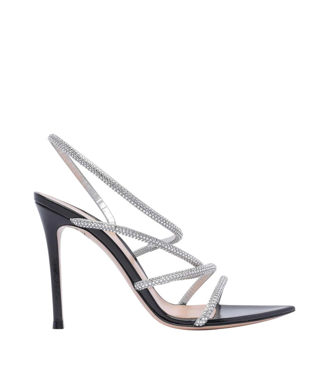 GIANVITO ROSSI Серебряные кожаные босоножки, фото 1