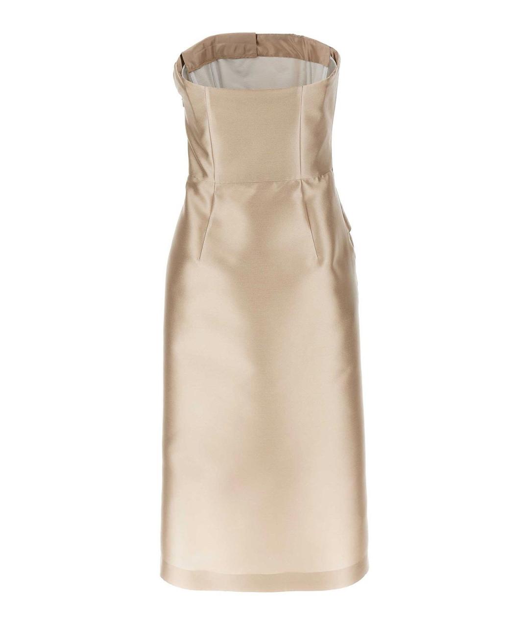 ALBERTA FERRETTI Бежевое полиэстеровое платье, фото 2