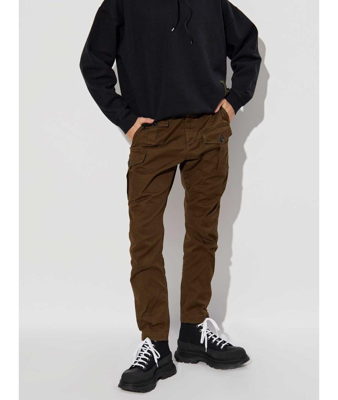 DSQUARED2 Зеленые хлопковые повседневные брюки, фото 2