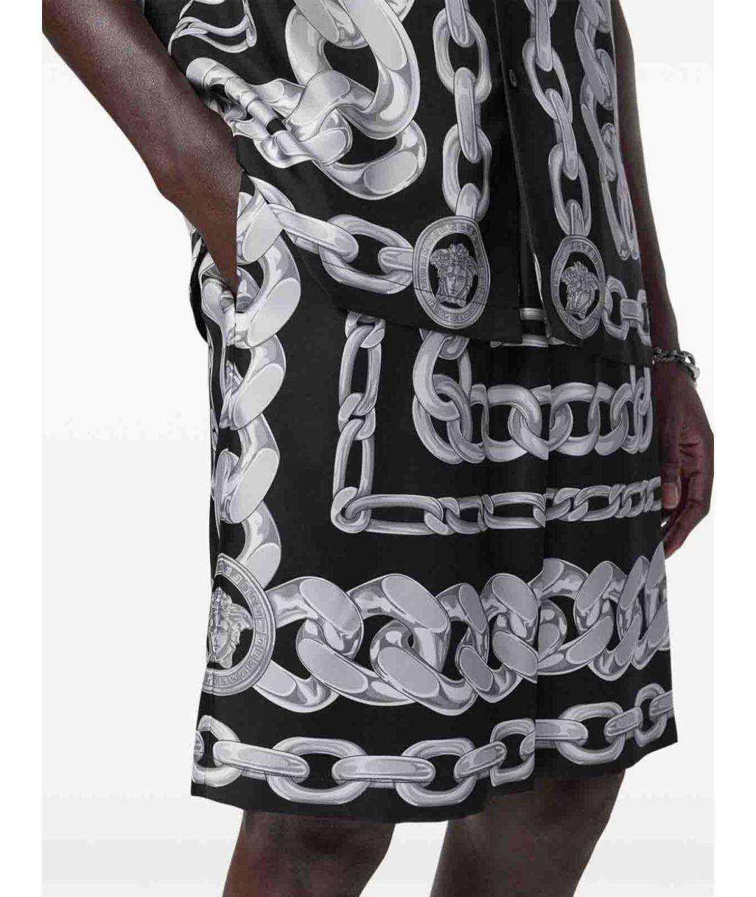 VERSACE Серебряные шелковые повседневные брюки, фото 4