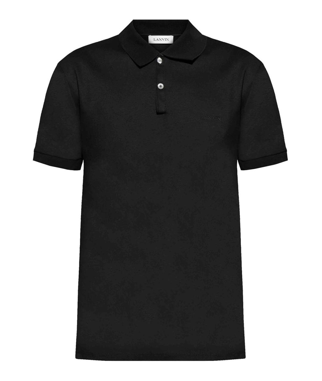 LANVIN Черное хлопковое поло с коротким рукавом, фото 1