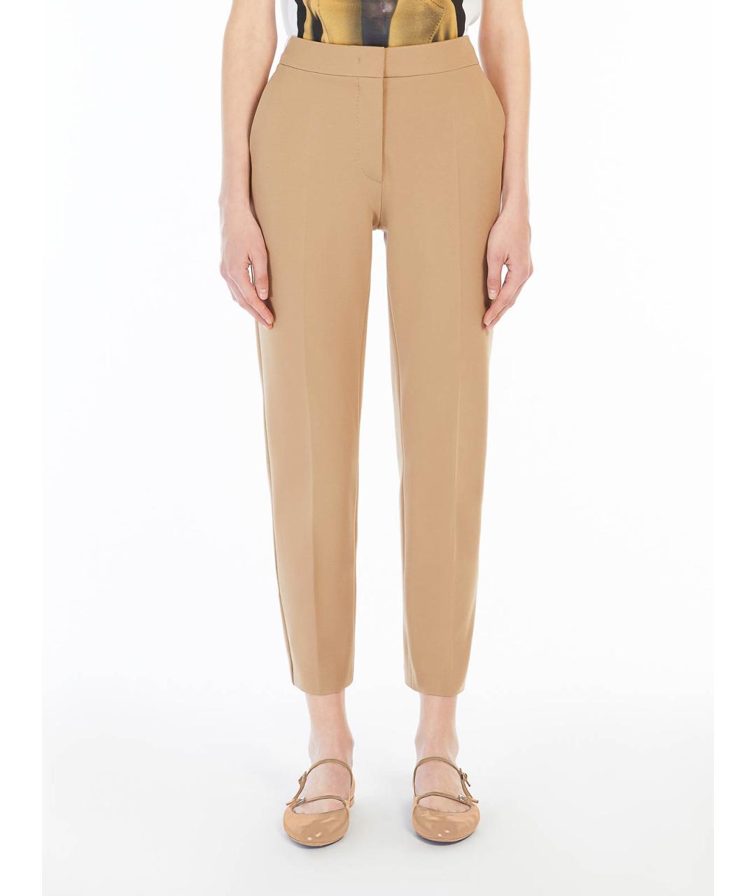 MAX MARA Бежевые вискозные брюки узкие, фото 3