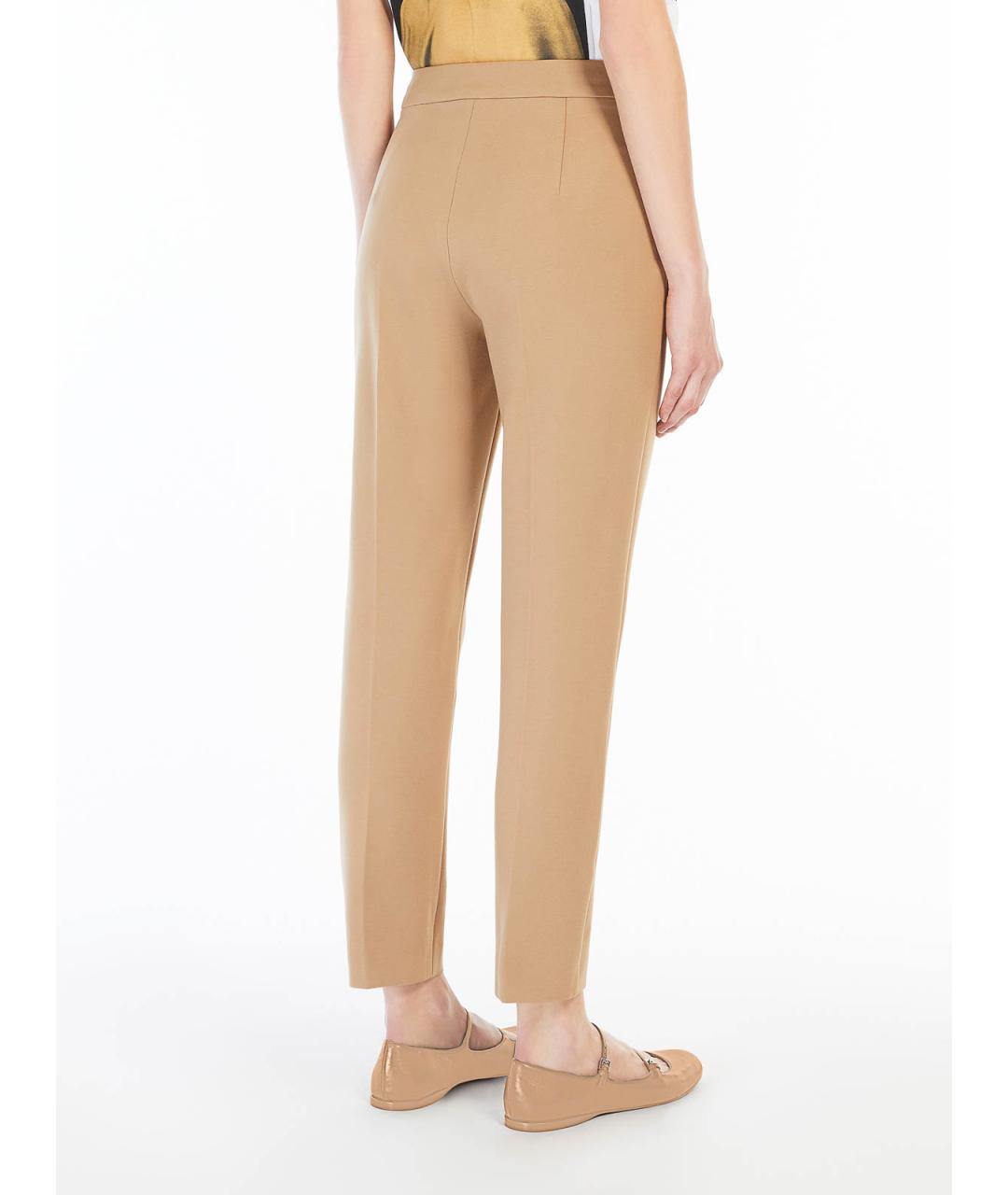 MAX MARA Бежевые вискозные брюки узкие, фото 4