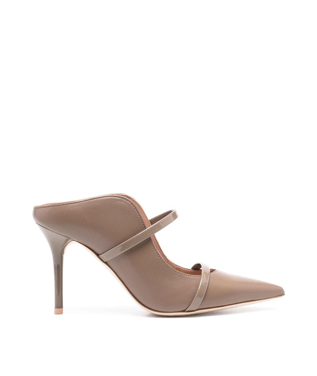 MALONE SOULIERS Серые кожаные мюли, фото 1