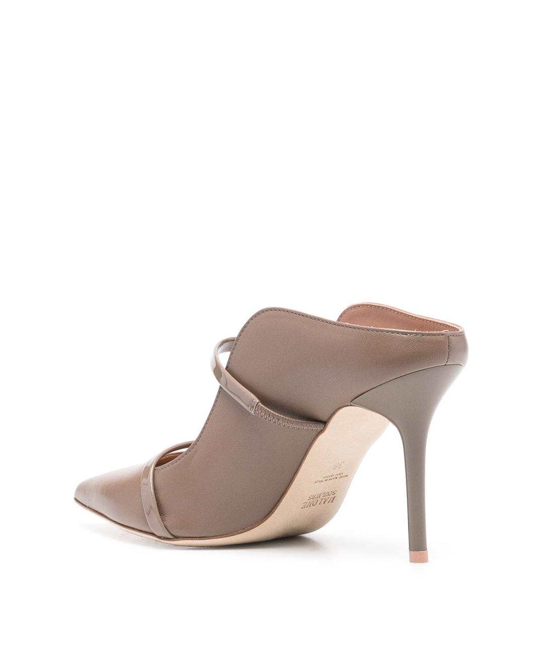MALONE SOULIERS Серые кожаные мюли, фото 3