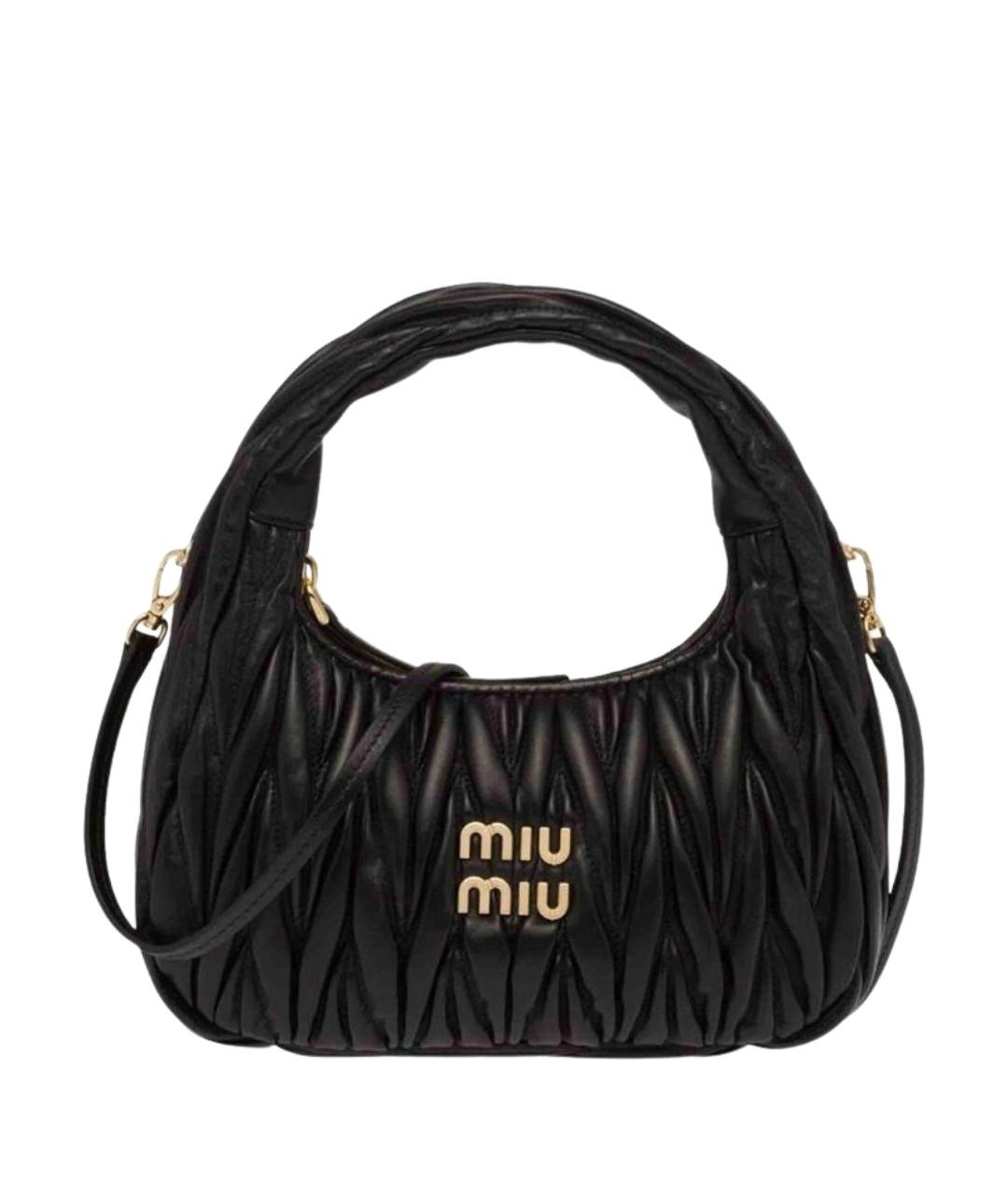 MIU MIU Черная кожаная сумка с короткими ручками, фото 1