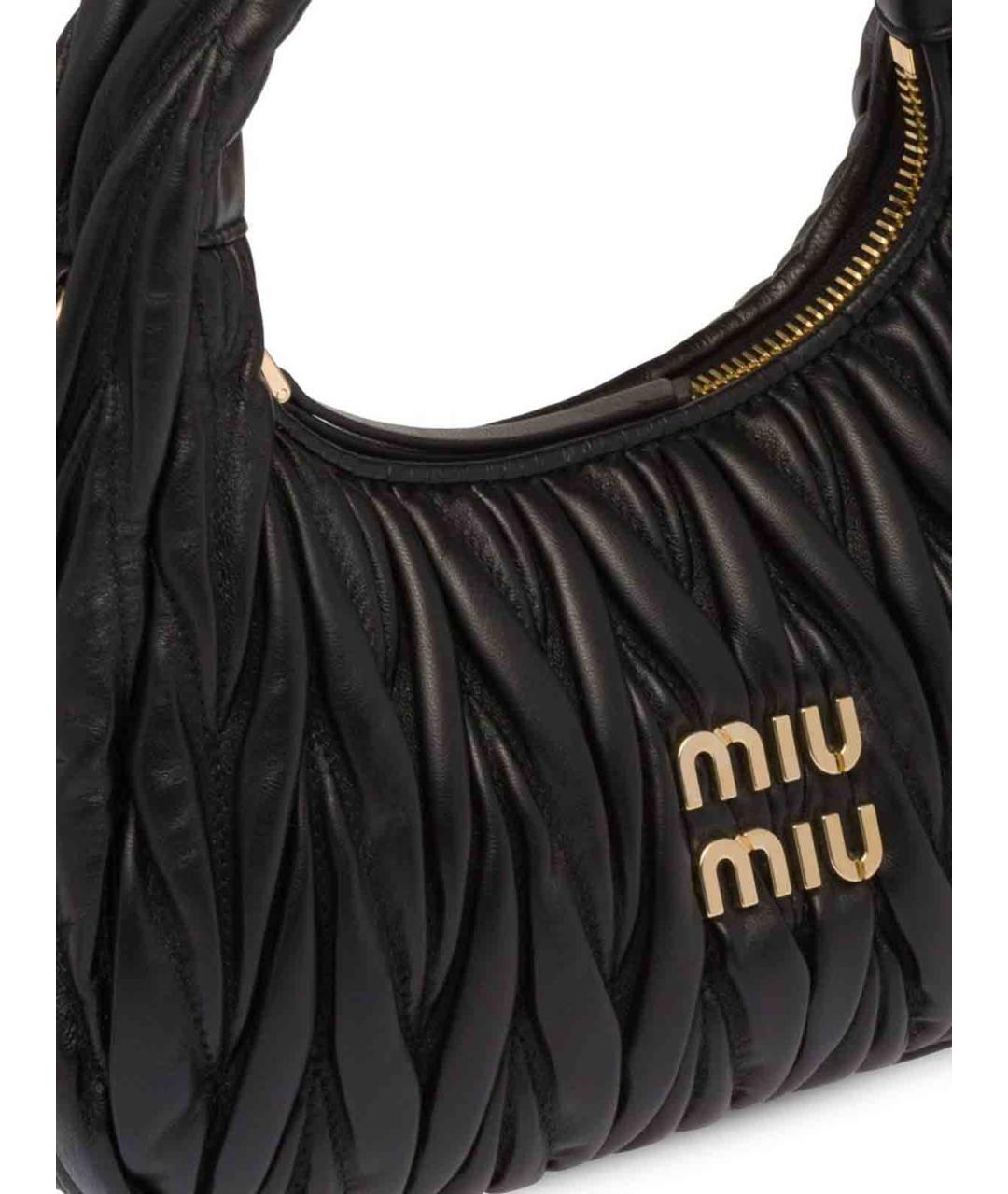 MIU MIU Черная кожаная сумка с короткими ручками, фото 4