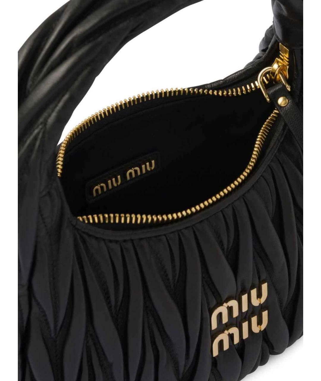 MIU MIU Черная кожаная сумка с короткими ручками, фото 5