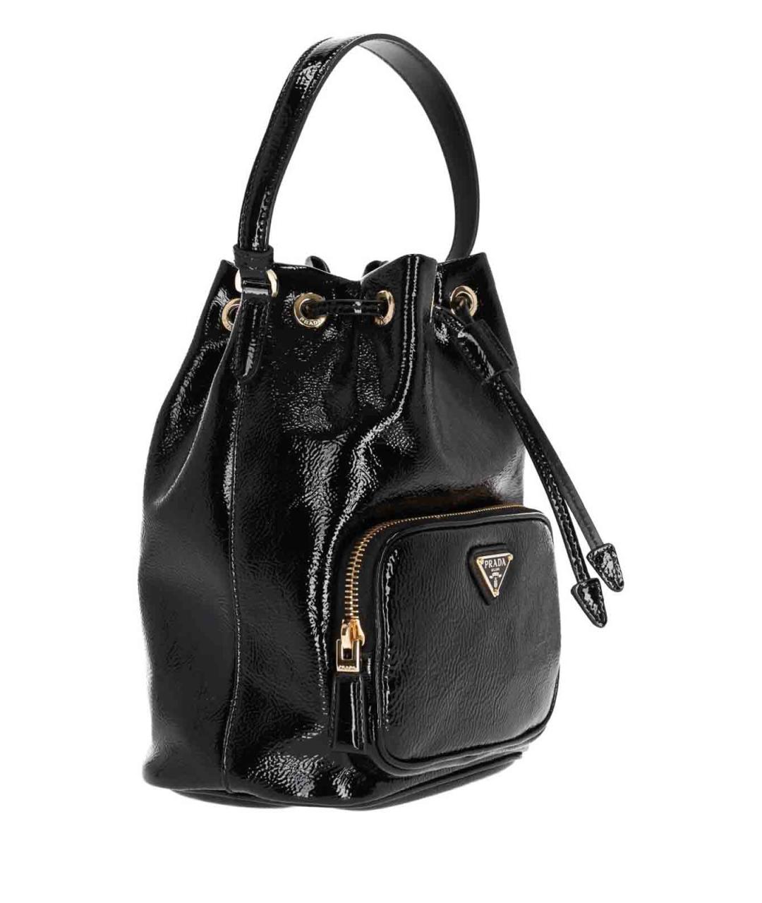 PRADA Черная сумка тоут из лакированной кожи, фото 3