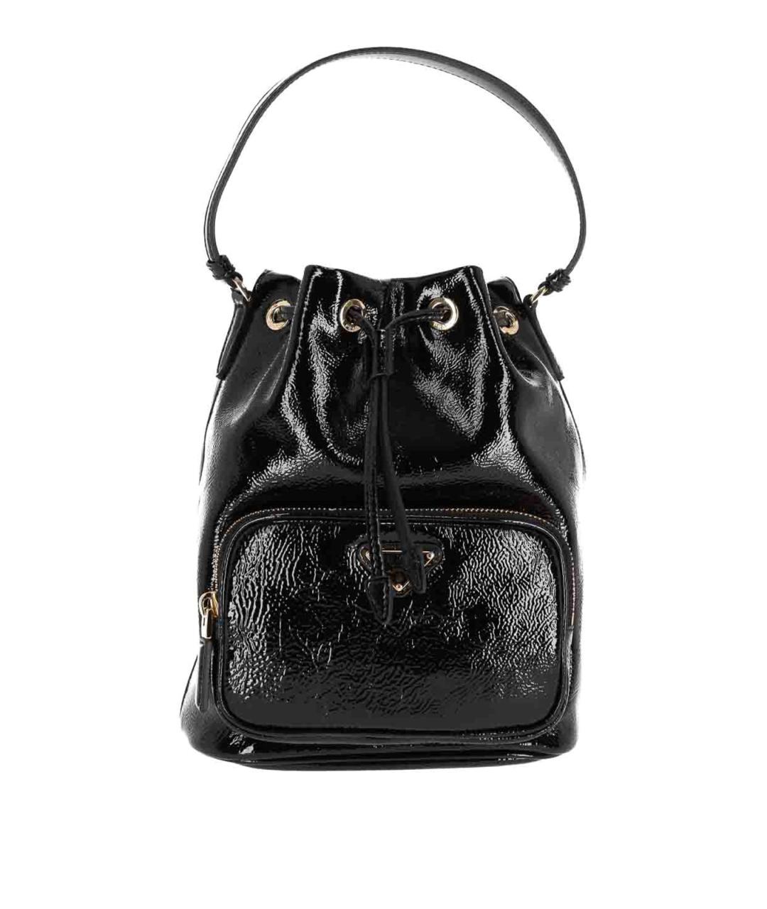 PRADA Черная сумка тоут из лакированной кожи, фото 1