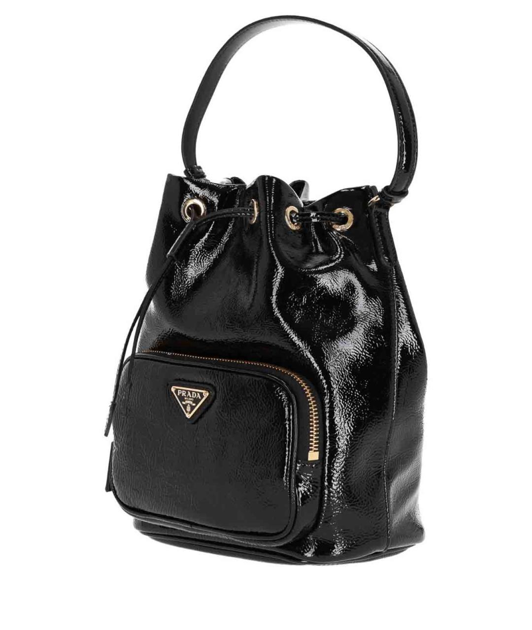 PRADA Черная сумка тоут из лакированной кожи, фото 2