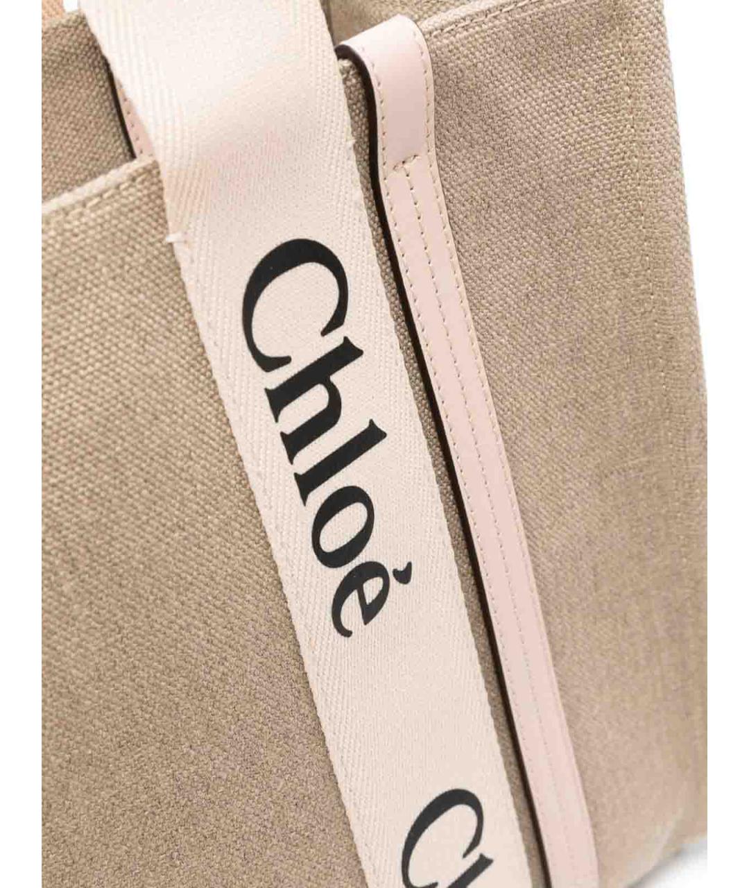 CHLOE Серая льняная сумка тоут, фото 4