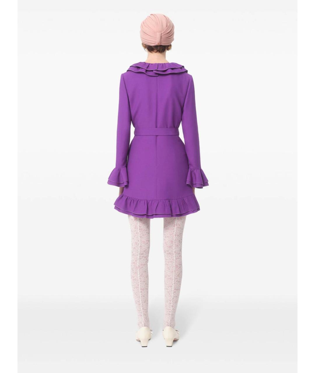 VALENTINO Фиолетовое шерстяное повседневное платье, фото 5