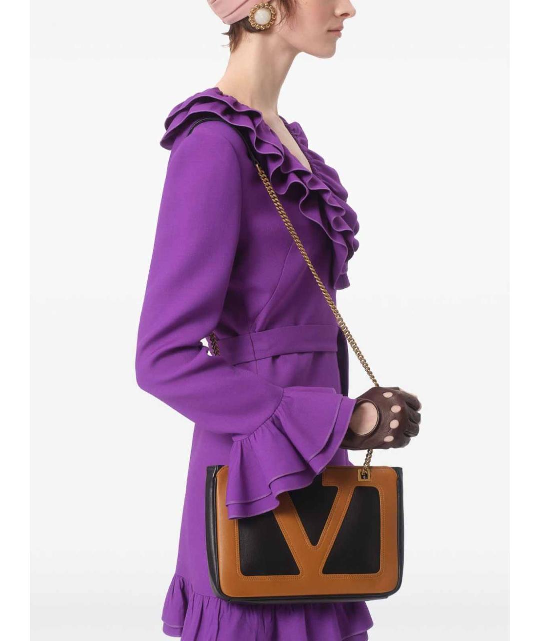 VALENTINO Фиолетовое шерстяное повседневное платье, фото 4