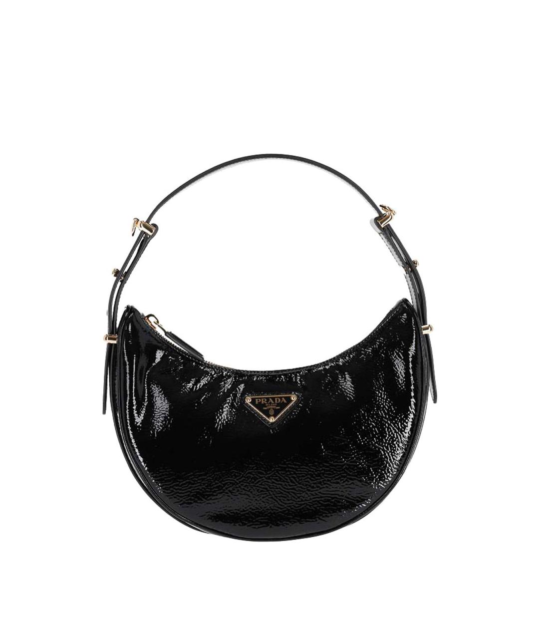 PRADA Черная сумка тоут из лакированной кожи, фото 1