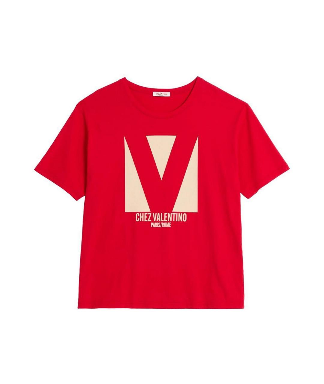 VALENTINO Красная хлопковая футболка, фото 1