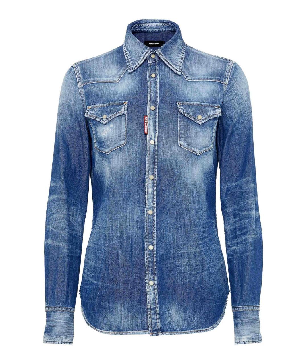 DSQUARED2 Синяя хлопковая рубашка, фото 1