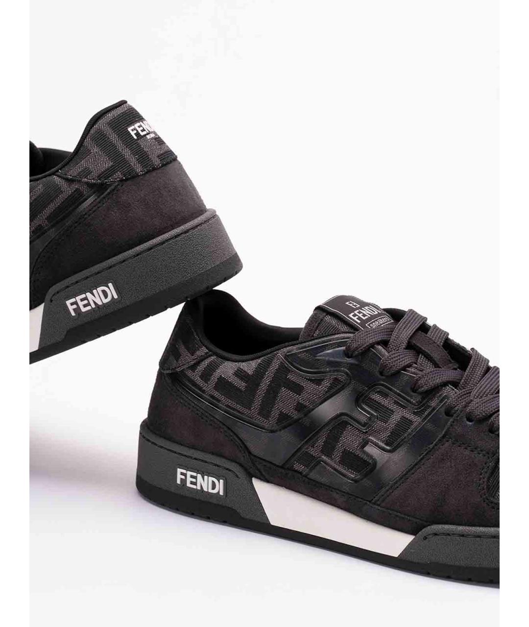 FENDI Серые кожаные низкие кроссовки / кеды, фото 5