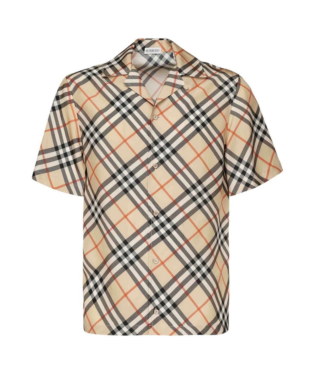 BURBERRY Бежевая шелковая классическая рубашка, фото 1