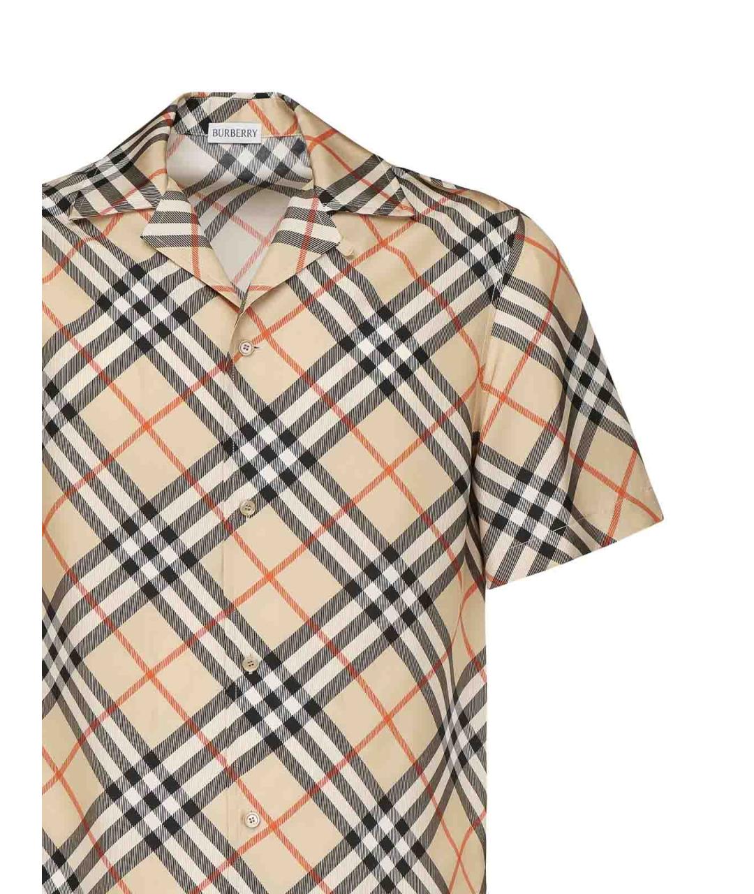 BURBERRY Бежевая шелковая классическая рубашка, фото 3