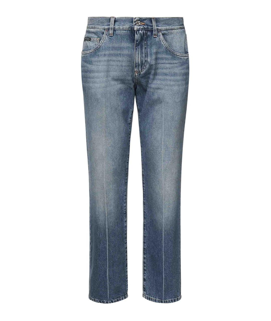 DOLCE&GABBANA Голубые хлопковые прямые джинсы, фото 1
