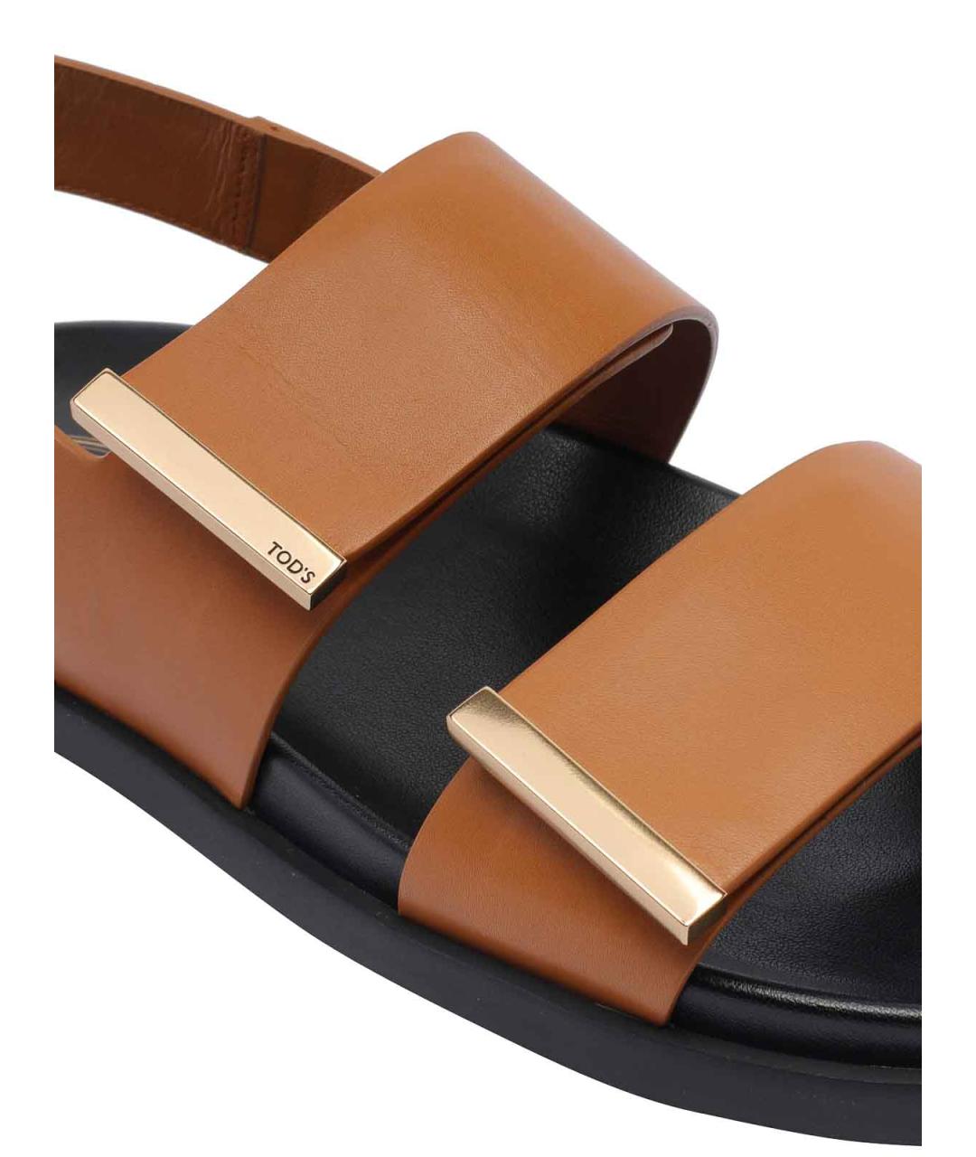 TOD'S Коричневые кожаные сандалии, фото 4