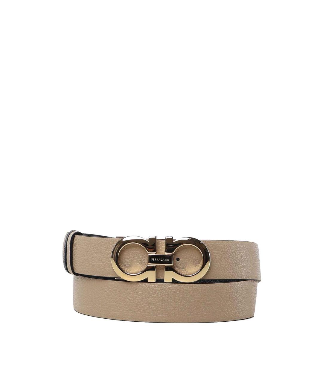 FERRAGAMO Бежевый кожаный ремень, фото 1