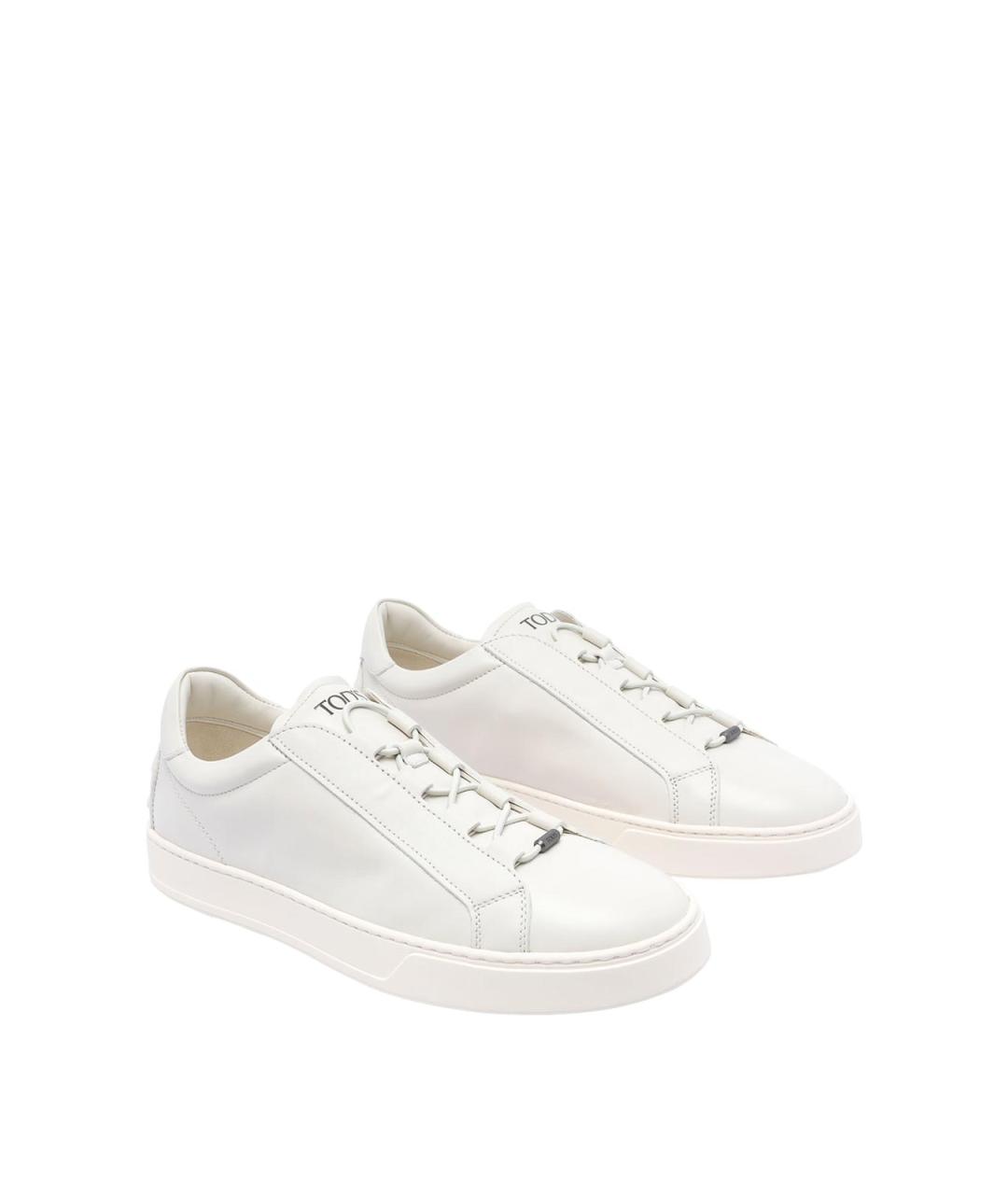 TOD'S Белые кожаные низкие кроссовки / кеды, фото 2