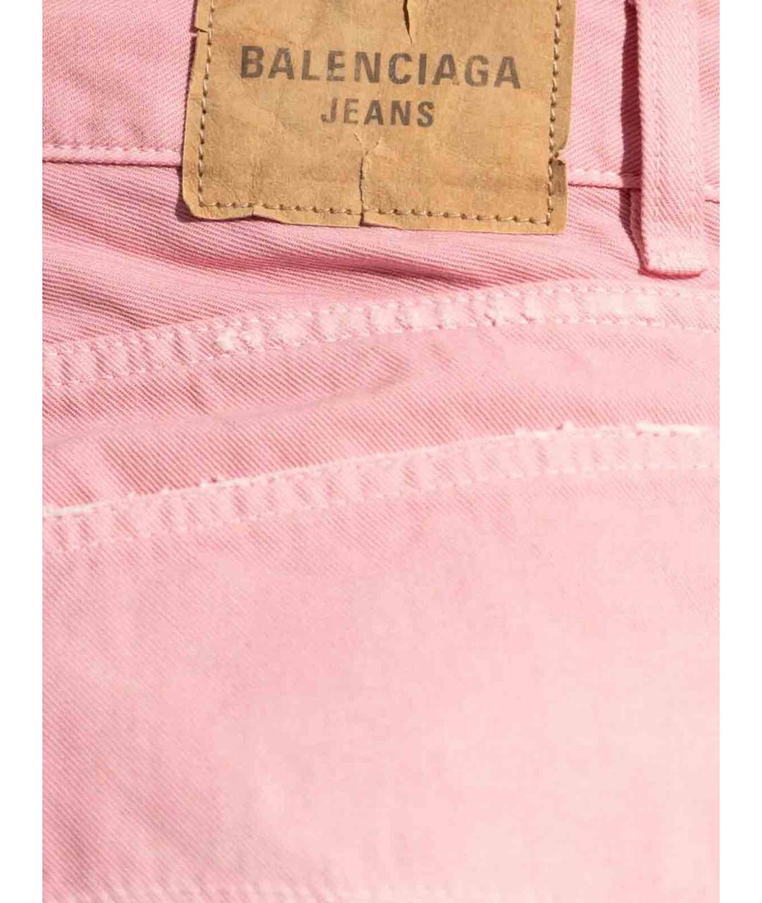BALENCIAGA Розовые хлопковые прямые джинсы, фото 2