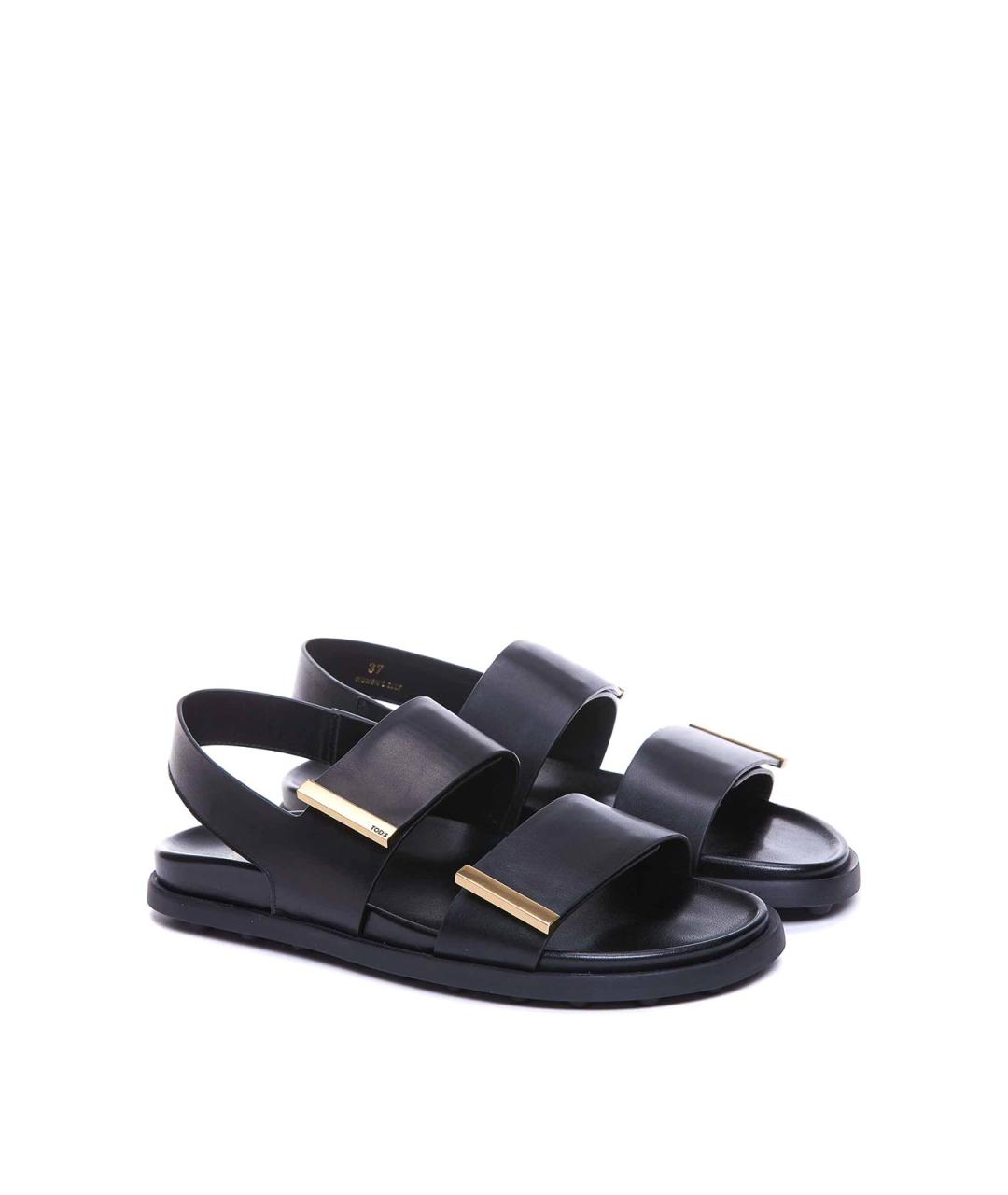 TOD'S Черные кожаные сандалии, фото 4
