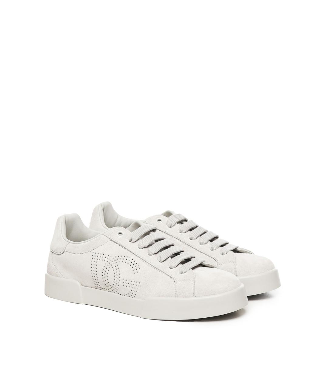 DOLCE&GABBANA Белые кожаные низкие кроссовки / кеды, фото 3