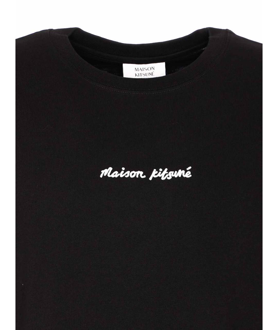 MAISON KITSUNE Черная хлопковая футболка, фото 4