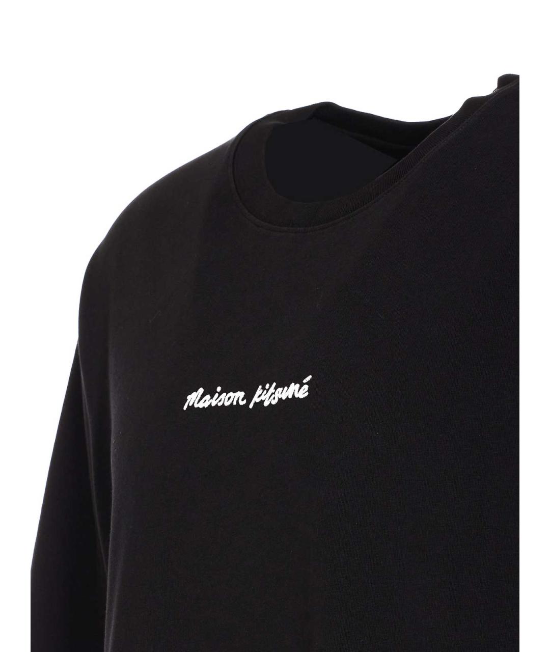 MAISON KITSUNE Черная хлопковая футболка, фото 3