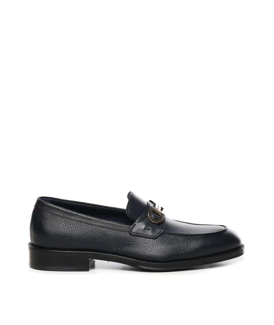 FERRAGAMO Синие кожаные лоферы, фото 1