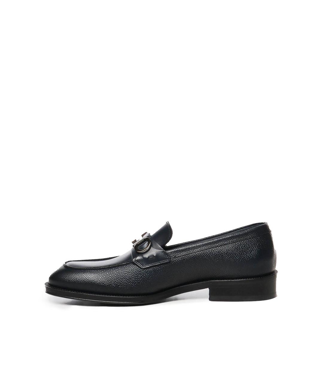 FERRAGAMO Синие кожаные лоферы, фото 4