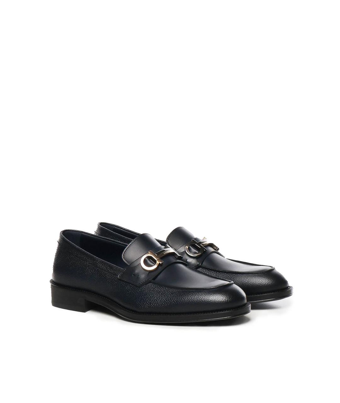 FERRAGAMO Синие кожаные лоферы, фото 3