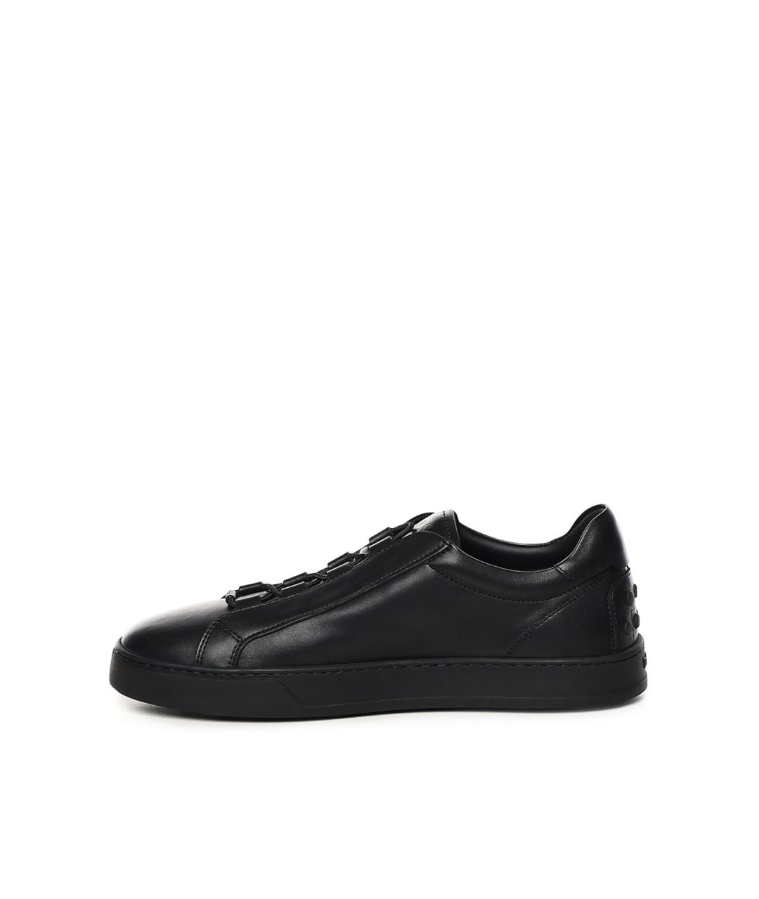 TOD'S Черные кожаные низкие кроссовки / кеды, фото 4