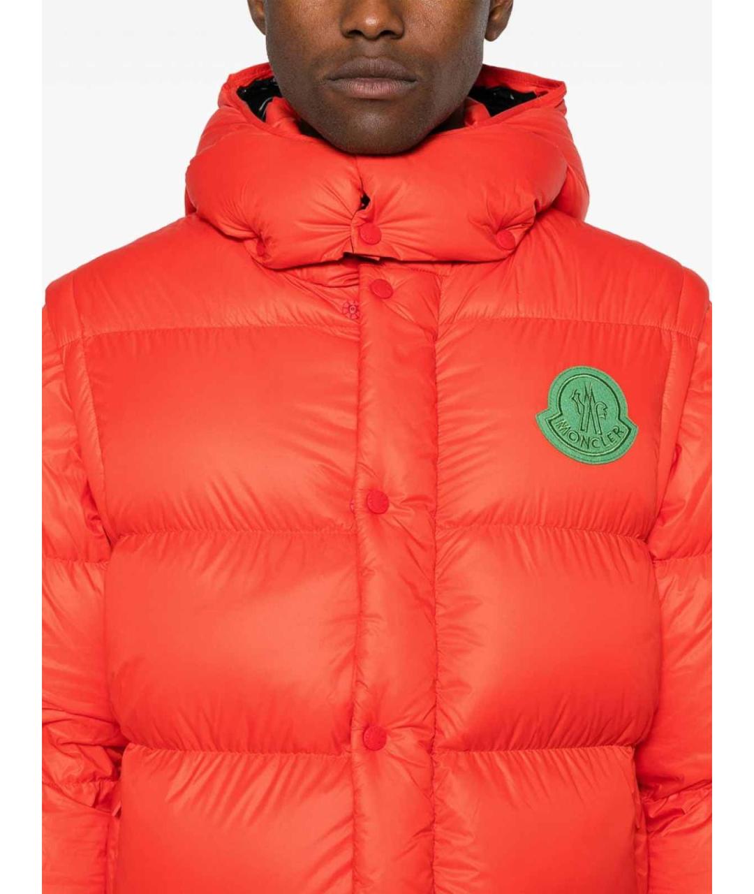 MONCLER Оранжевый полиамидовый пуховик, фото 6