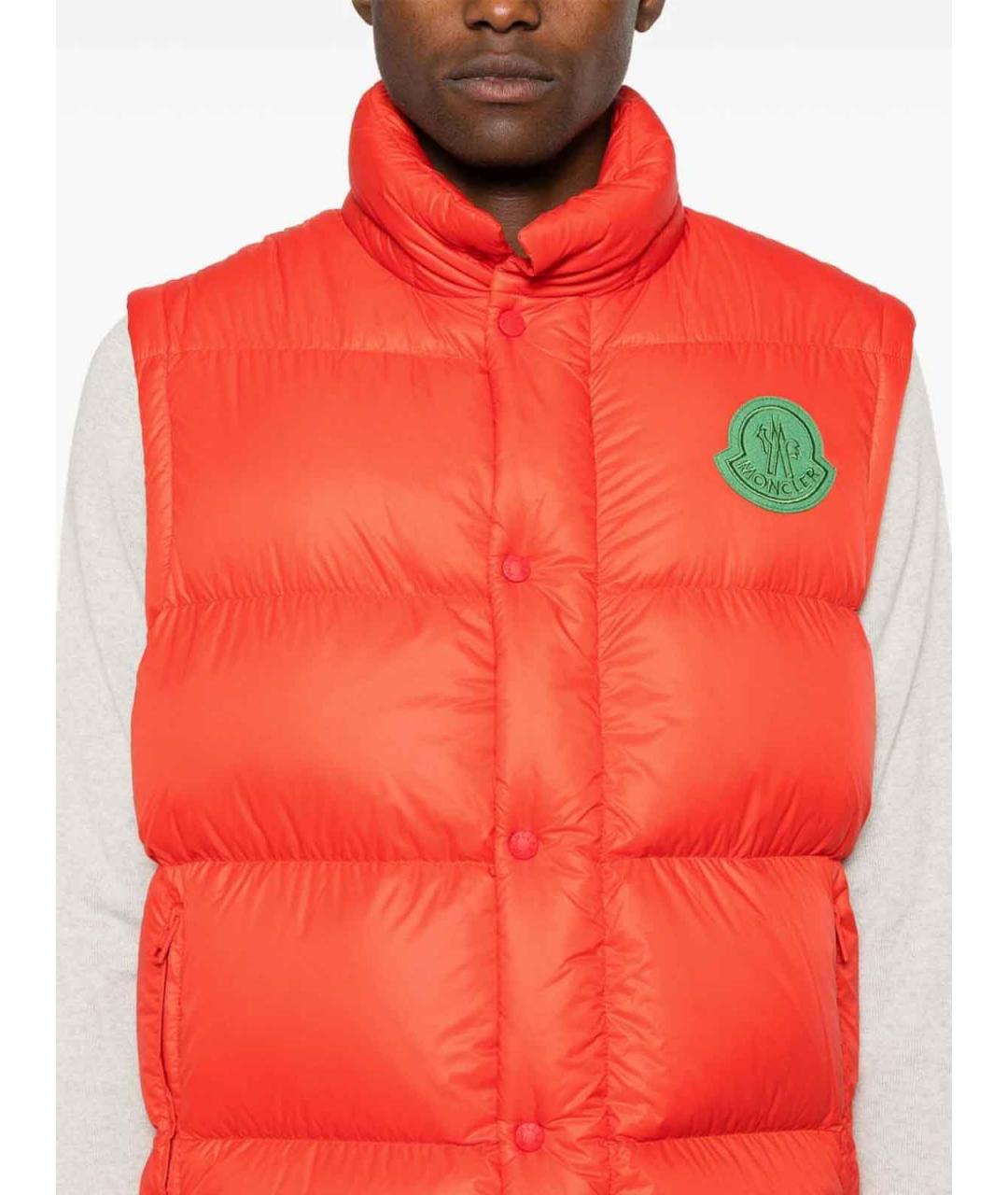 MONCLER Оранжевый полиамидовый пуховик, фото 4