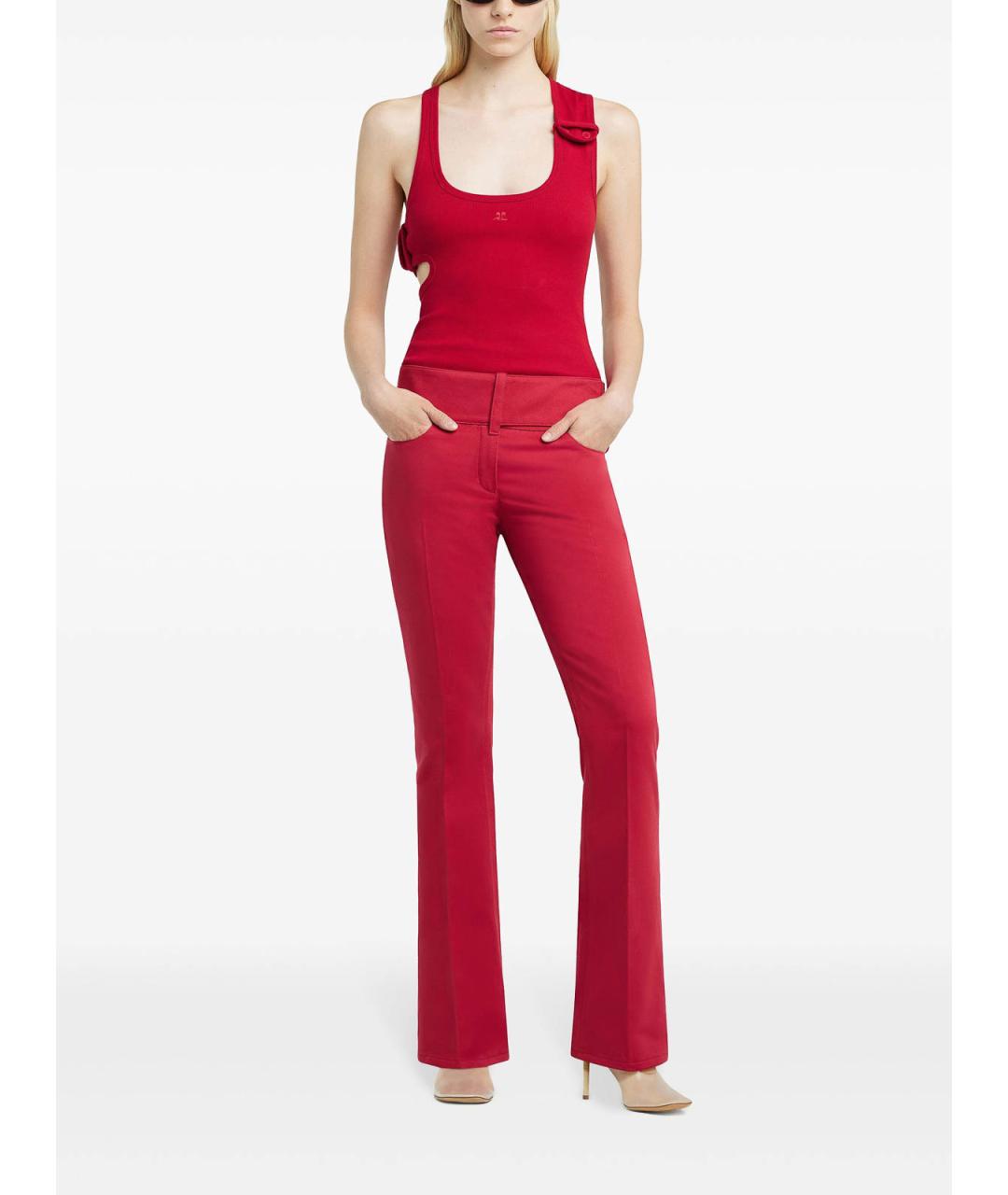 COURREGES Красные полиэстеровые брюки широкие, фото 2