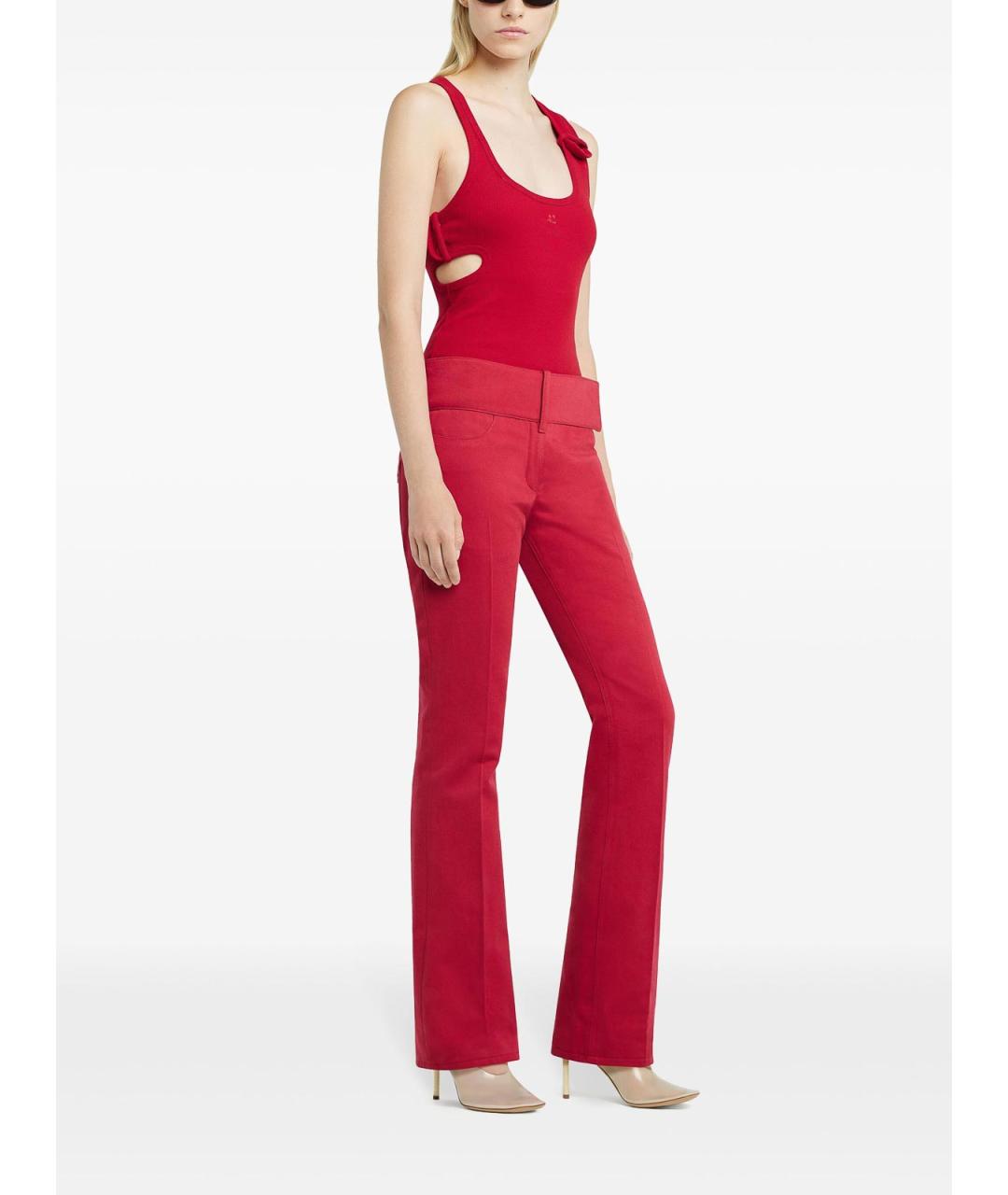 COURREGES Красные полиэстеровые брюки широкие, фото 3
