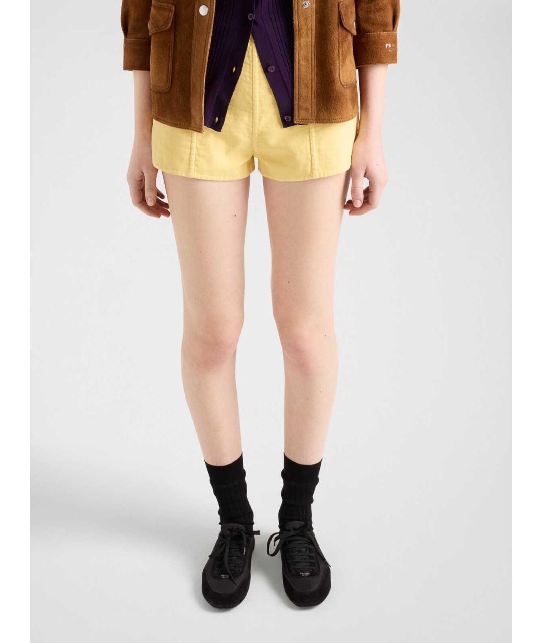 PRADA Желтые хлопковые шорты, фото 4
