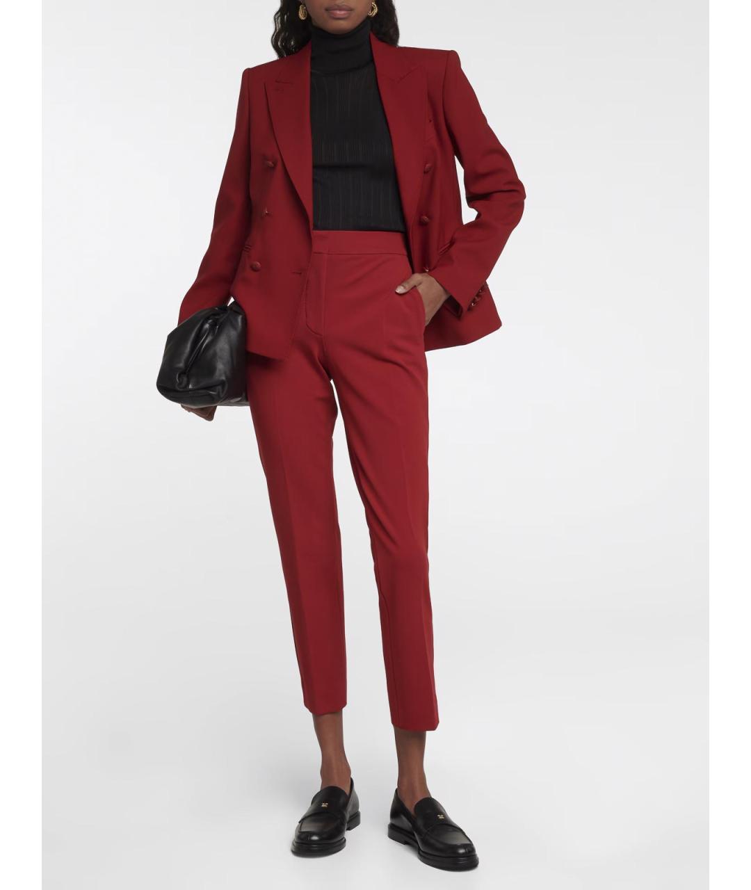 MAX MARA Красные вискозные брюки широкие, фото 2