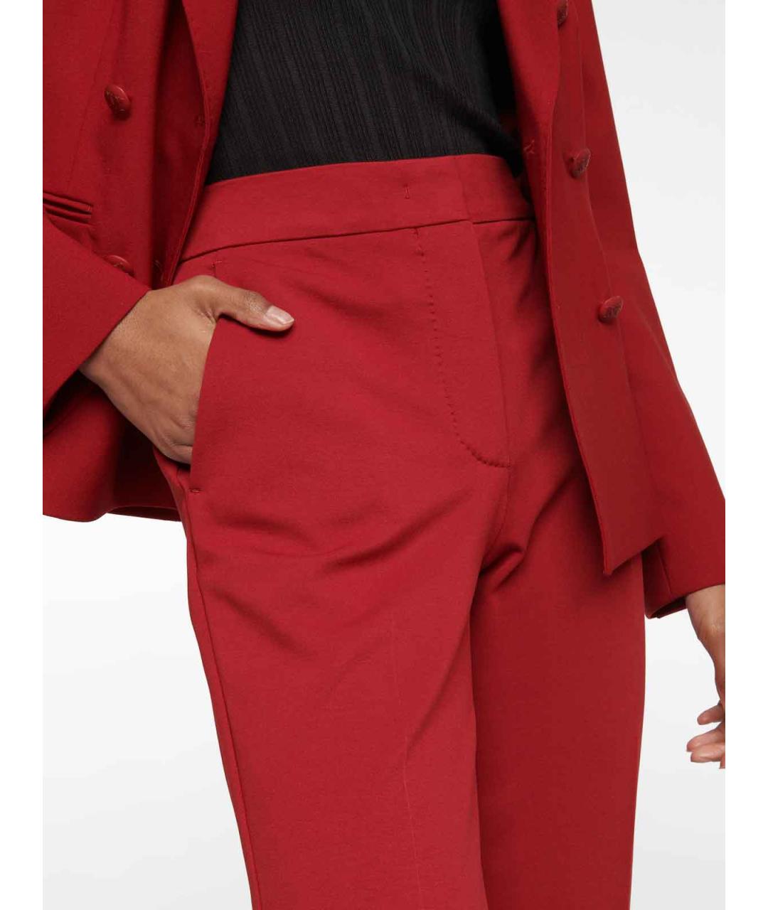 MAX MARA Красные вискозные брюки широкие, фото 4