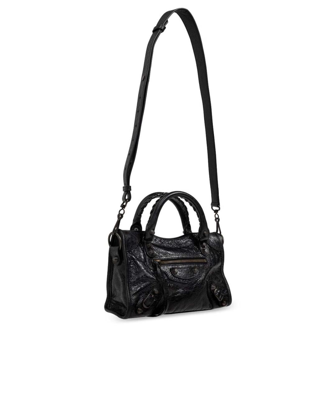 BALENCIAGA Черная кожаная сумка тоут, фото 4