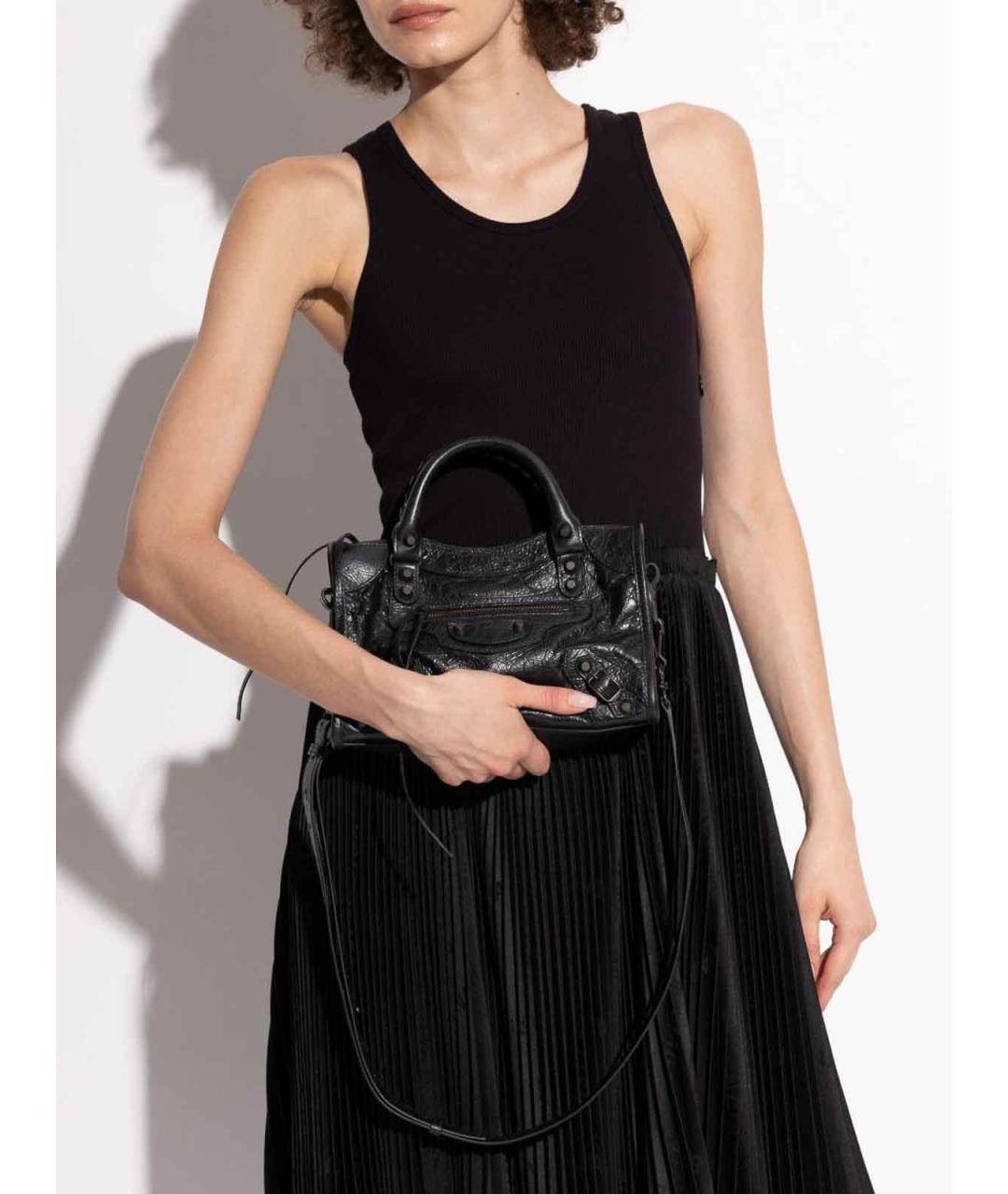 BALENCIAGA Черная кожаная сумка тоут, фото 6